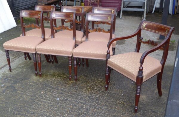 Set of 7 Regency Mahogany Dining Chairs - Image 2