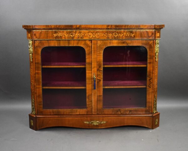 Victorian Inlaid Walnut Pier/Display Cabinet - Image 2
