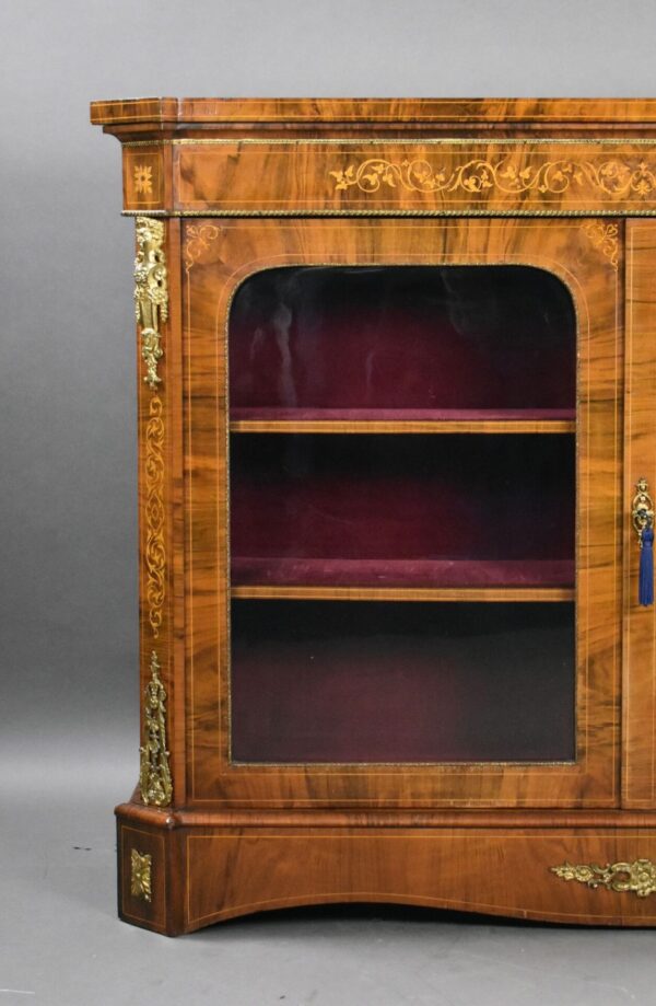 Victorian Inlaid Walnut Pier/Display Cabinet - Image 3