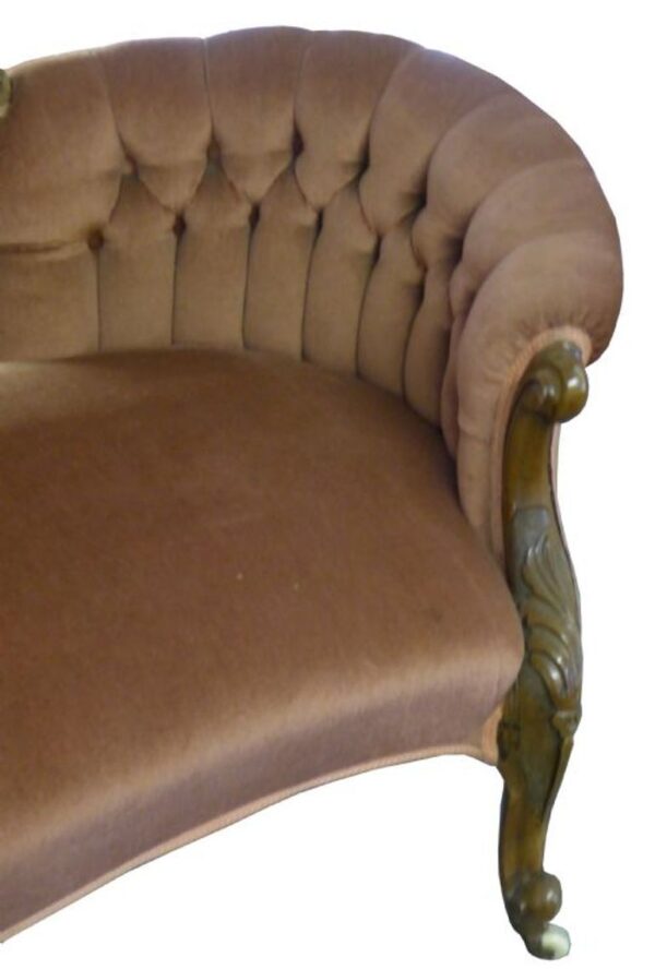 Original Victorian Walnut Double Ended Sofa - Image 3