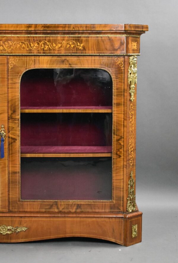 Victorian Inlaid Walnut Pier/Display Cabinet - Image 4
