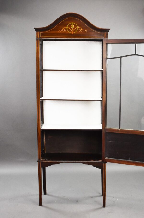 Edwardian Mahogany Hand Painted China Cabinet - Image 5