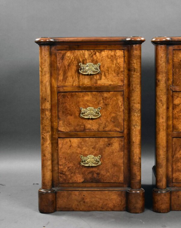 Pair of Victorian Burr Walnut Bedside Chests - Image 6