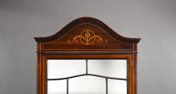 Edwardian Mahogany Hand Painted China Cabinet - Image 6
