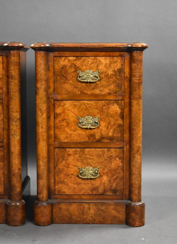 Pair of Victorian Burr Walnut Bedside Chests - Image 7