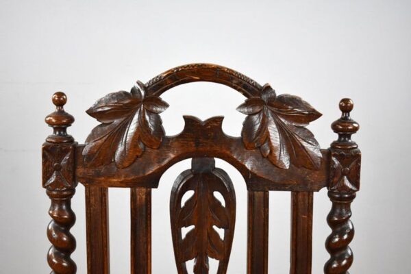 Pair Oak Barley Twist Armchairs - Image 8