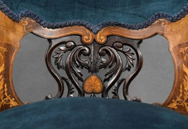 Pair of Victorian Mahogany Marquetry Inlaid Armchairs - Image 9