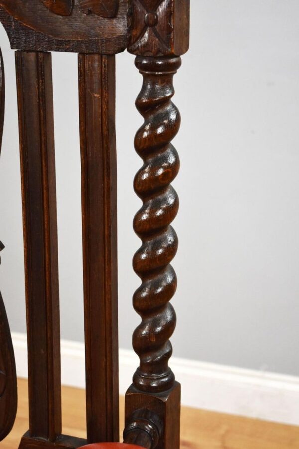 Pair Oak Barley Twist Armchairs - Image 9