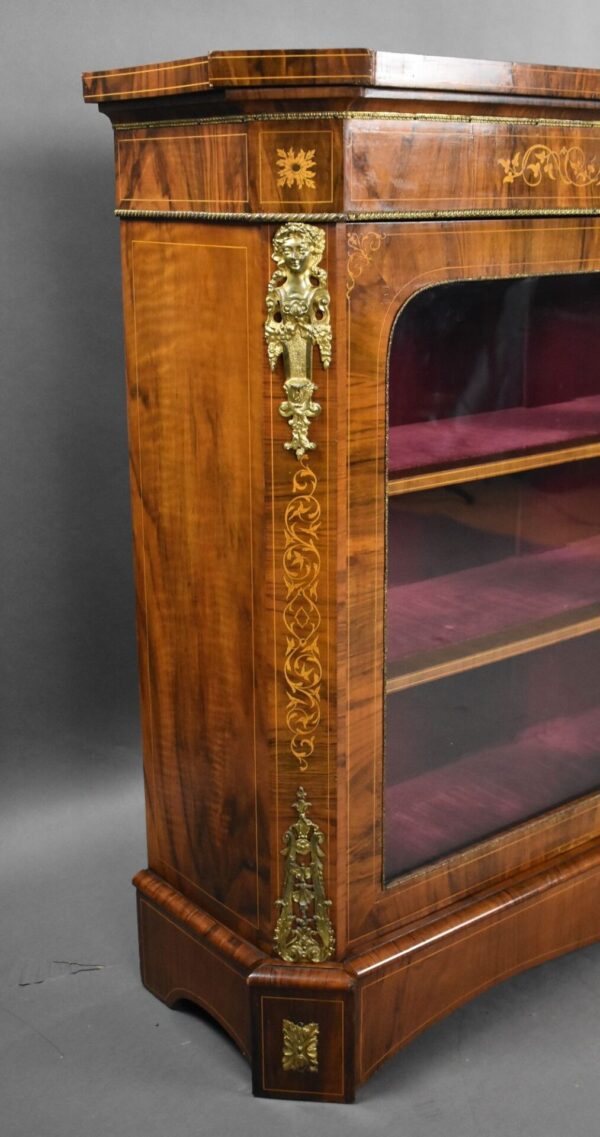 Victorian Inlaid Walnut Pier/Display Cabinet - Image 9
