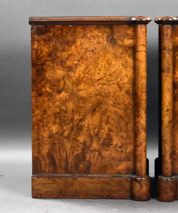Pair of Victorian Burr Walnut Bedside Chests - Image 10