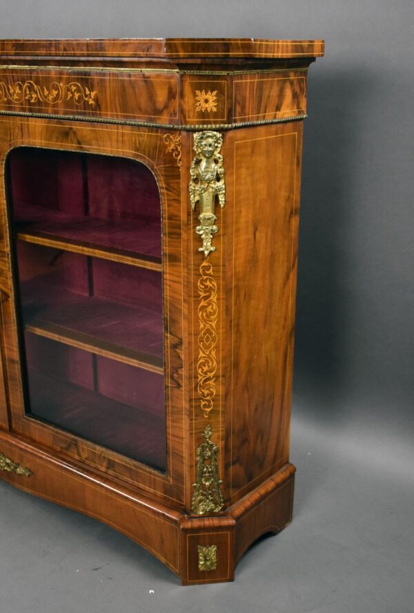 Victorian Inlaid Walnut Pier/Display Cabinet - Image 10