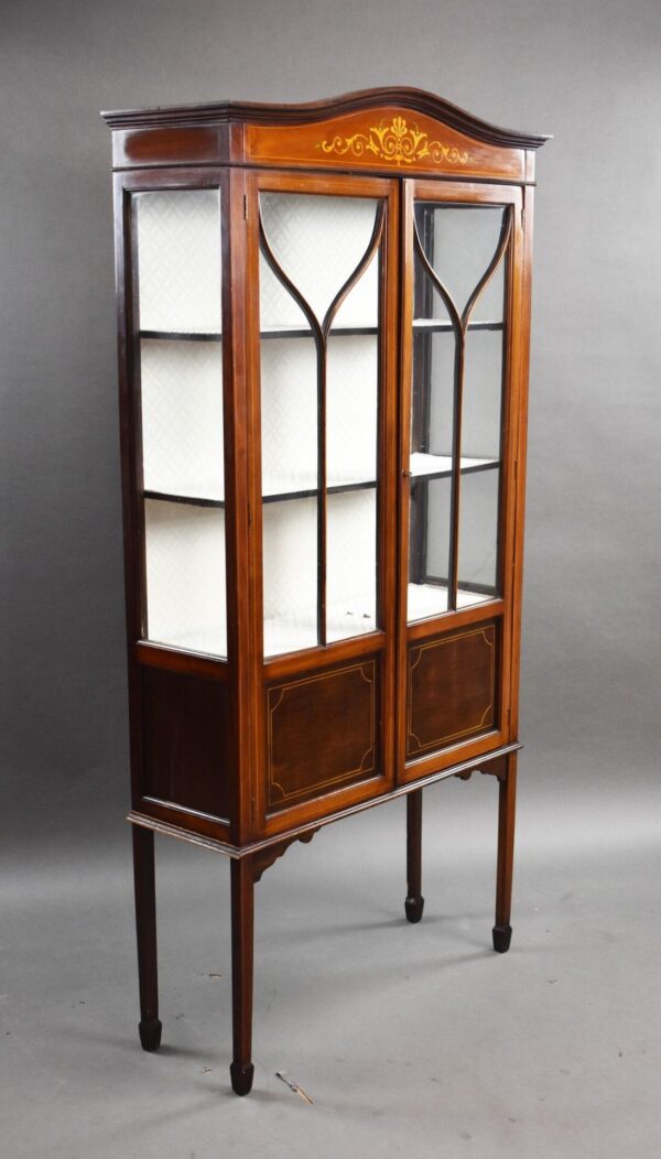 Edwardian Mahogany Hand Painted China Cabinet