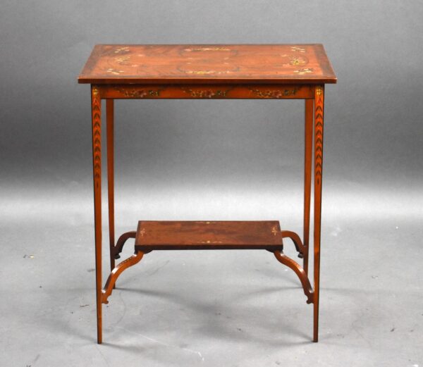 Edwardian Hand Painted Satinwood Occasional Table - Image 2