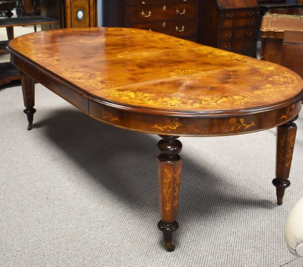 Victorian Walnut Inlaid Extending Windout Dinng Table - Image 2
