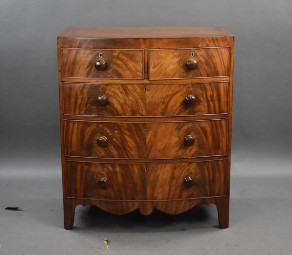 Victorian Mahogany Bowfront Chest Drawers - Image 2