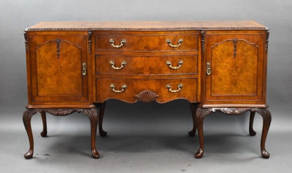 Antique Burr Walnut Queen Anne Style Dining Suite - Image 3