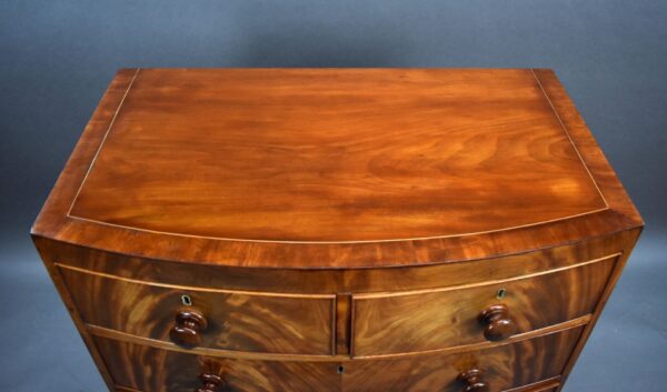 Victorian Mahogany Bowfront Chest Drawers - Image 3