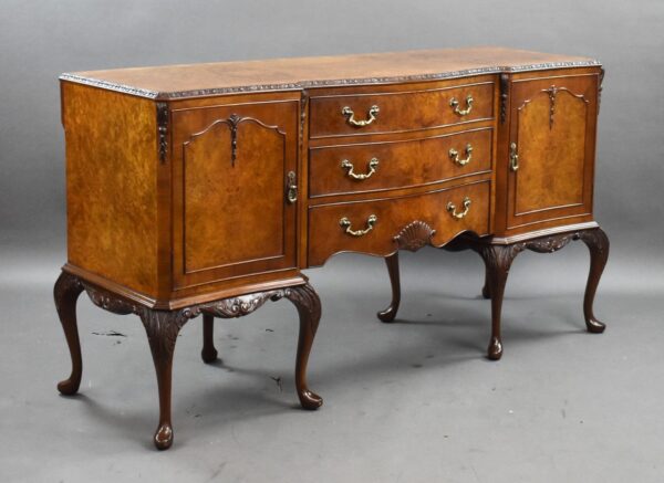 Antique Burr Walnut Queen Anne Style Dining Suite - Image 4