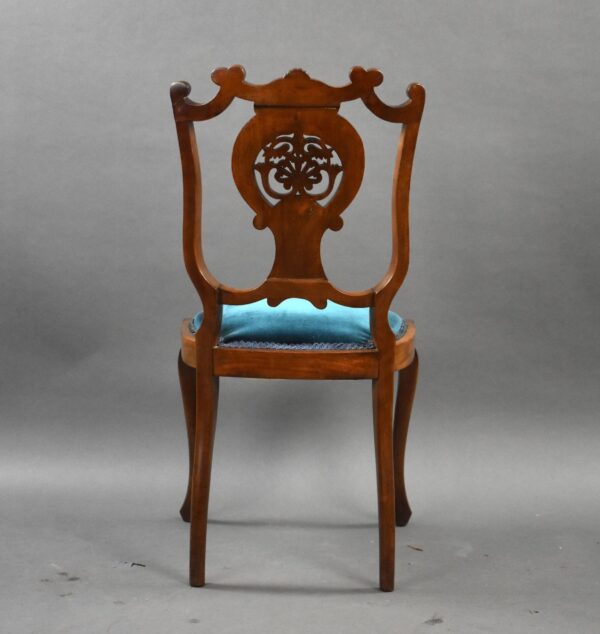 Set of Four Victorian Mahogany Marquetry Inlaid Salon Chairs - Image 5