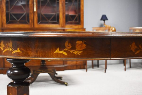 Victorian Walnut Inlaid Extending Windout Dinng Table - Image 5