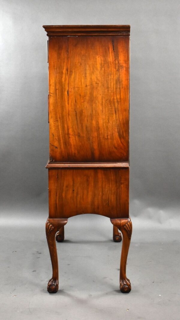 1920s Queen Anne Style Inlaid and crossbanded walnut chest on stand - Image 7