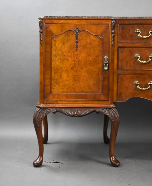 Antique Burr Walnut Queen Anne Style Dining Suite - Image 8