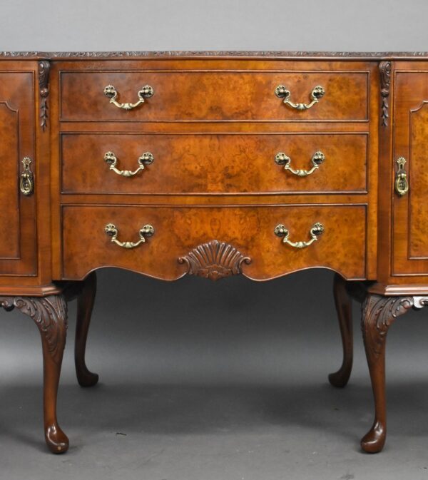 Antique Burr Walnut Queen Anne Style Dining Suite - Image 9