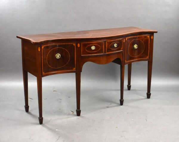Antique Mahogany Inlaid Serpentine Sideboard