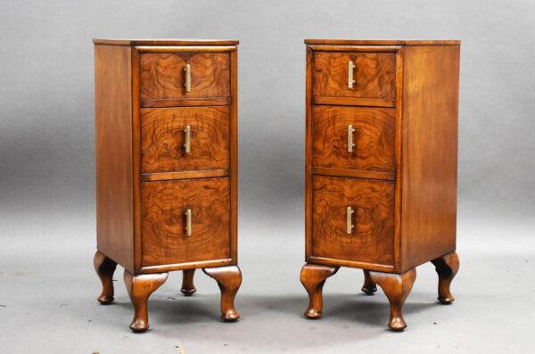 Pair of Art Deco Burr Walnut Bedside Chests