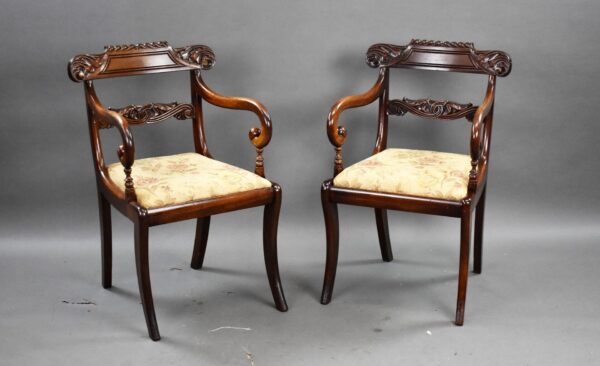 Pair of Antique Mahogany Carver Chairs