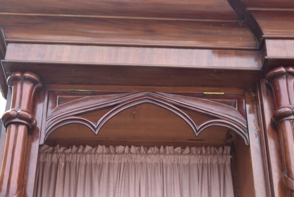 Large Victorian Gothic Revival Mahogany Breakfront Bookcase - Image 13