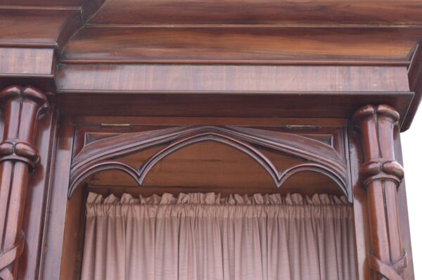 Large Victorian Gothic Revival Mahogany Breakfront Bookcase - Image 15