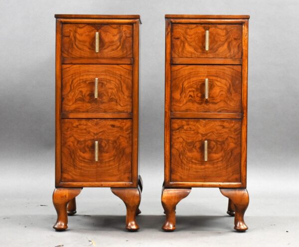 Pair of Art Deco Burr Walnut Bedside Chests - Image 2