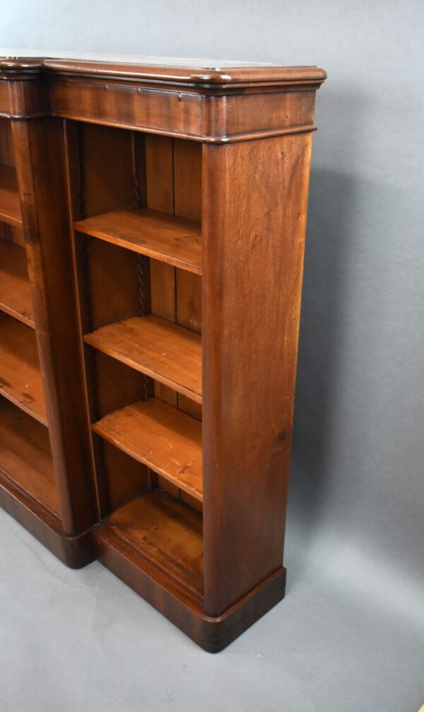 Victorian Mahogany Breakfront Open Bookcase - Image 3