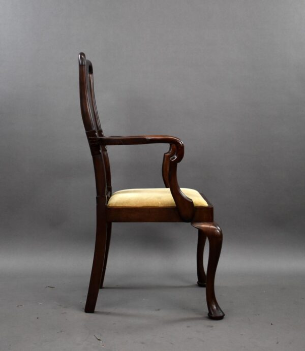 Antique Mahogany Queen Anne Style Open Armchair - Image 3