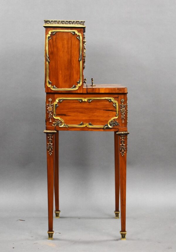 19th Century French Satinwood Bonheur Du Jour with Ormolu Mounts - Image 4