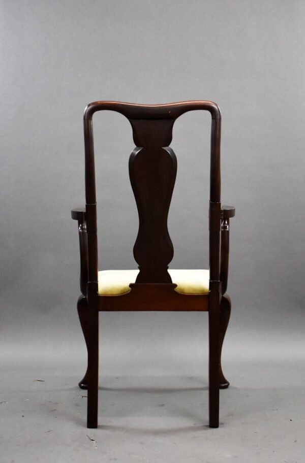 Antique Mahogany Queen Anne Style Open Armchair - Image 4