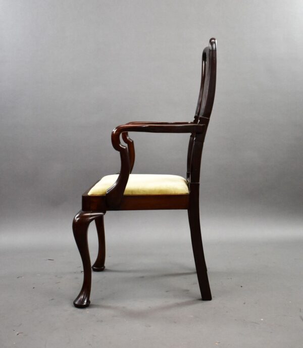 Antique Mahogany Queen Anne Style Open Armchair - Image 5