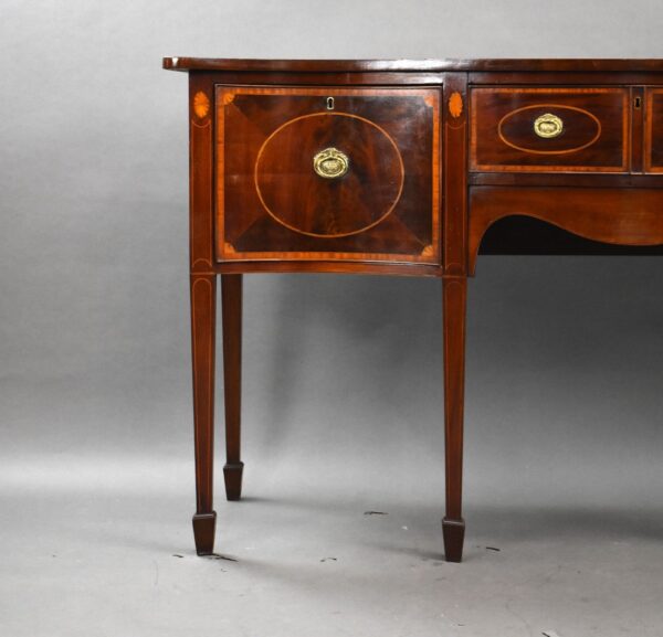 Antique Mahogany Inlaid Serpentine Sideboard - Image 6