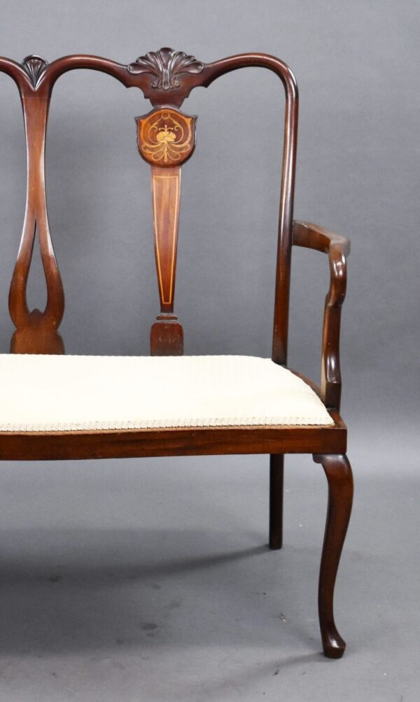 Edwardian Mahogany Chair Back Settee - Image 6