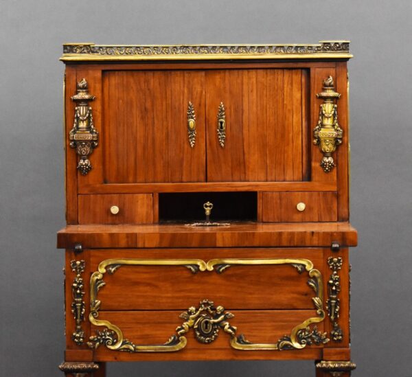19th Century French Satinwood Bonheur Du Jour with Ormolu Mounts - Image 7