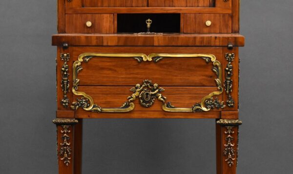 19th Century French Satinwood Bonheur Du Jour with Ormolu Mounts - Image 8