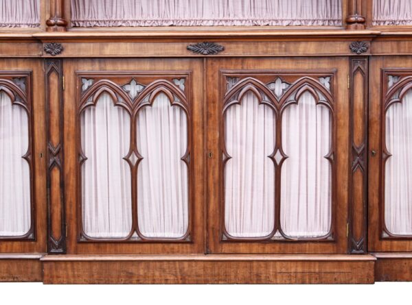 Large Victorian Gothic Revival Mahogany Breakfront Bookcase - Image 8