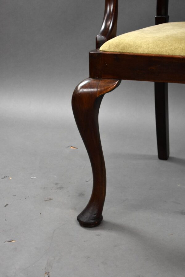 Antique Mahogany Queen Anne Style Open Armchair - Image 8