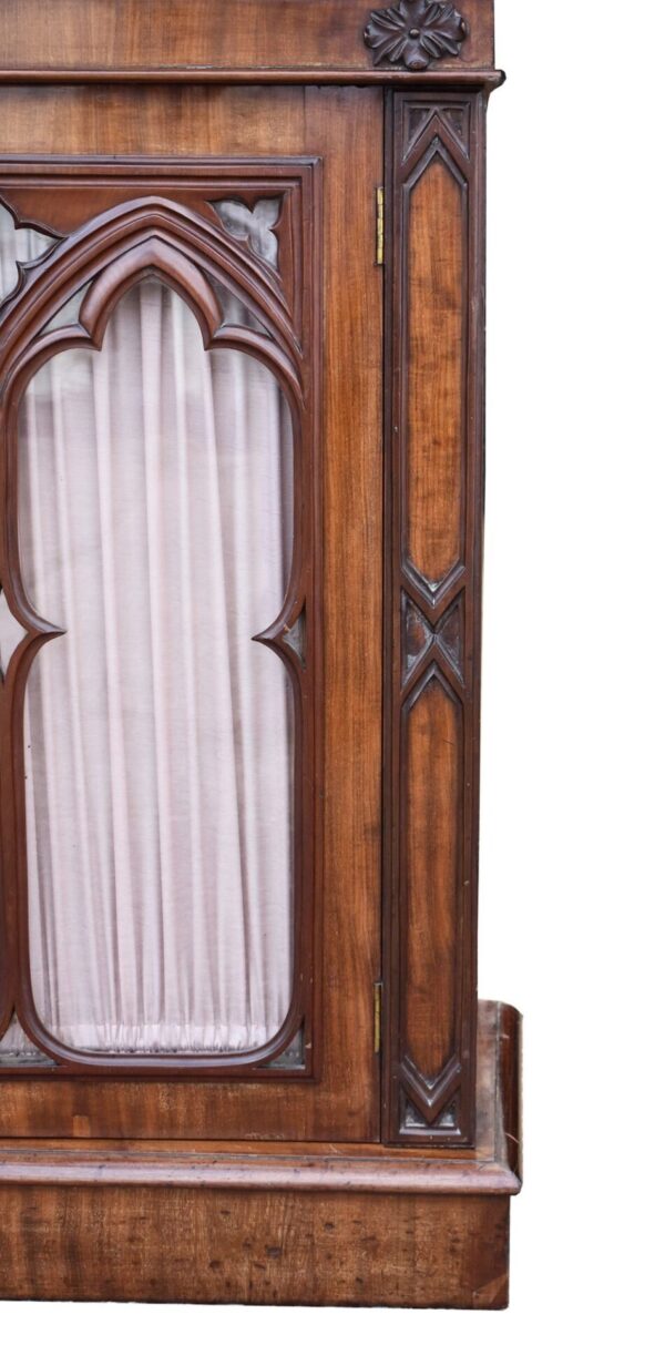 Large Victorian Gothic Revival Mahogany Breakfront Bookcase - Image 10