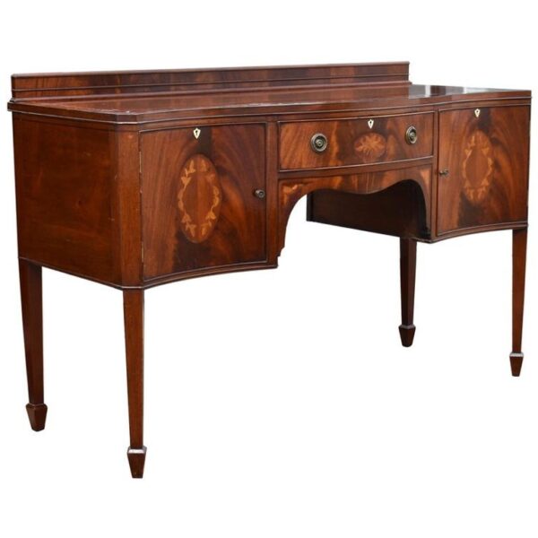 Edwardian Mahogany Inlaid Serpentine Sideboard