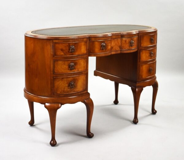1920s Walnut Kidney Shaped Desk