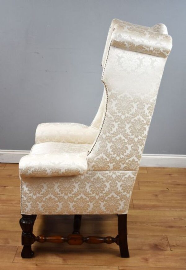 19th Century Carolean Style Wing Back Armchair - Image 11