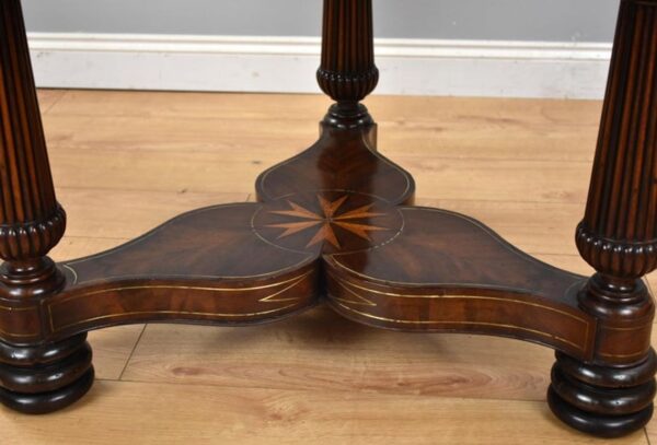 Regency Flame Mahogany Brass Inlaid Drum Table - Image 14