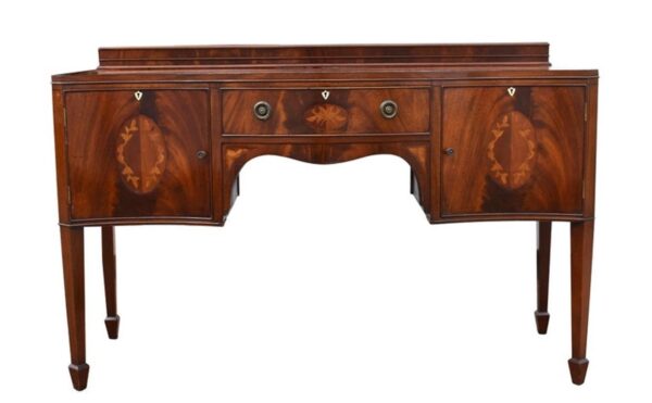 Edwardian Mahogany Inlaid Serpentine Sideboard - Image 2